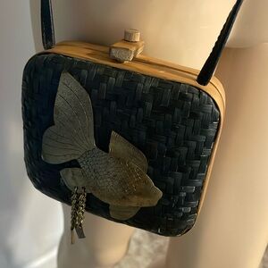 Vintage Woven Wooden Purse